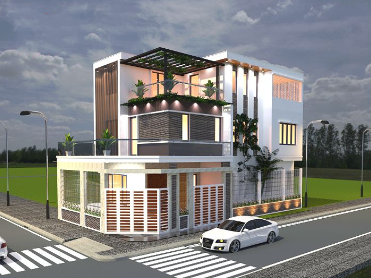 Thiết kế nhà 2 mặt tiền Thiết kế nhà 2 mặt tiền