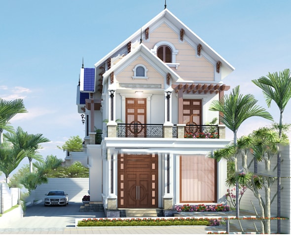 Phối cảnh nhà 2 tầng đẹp