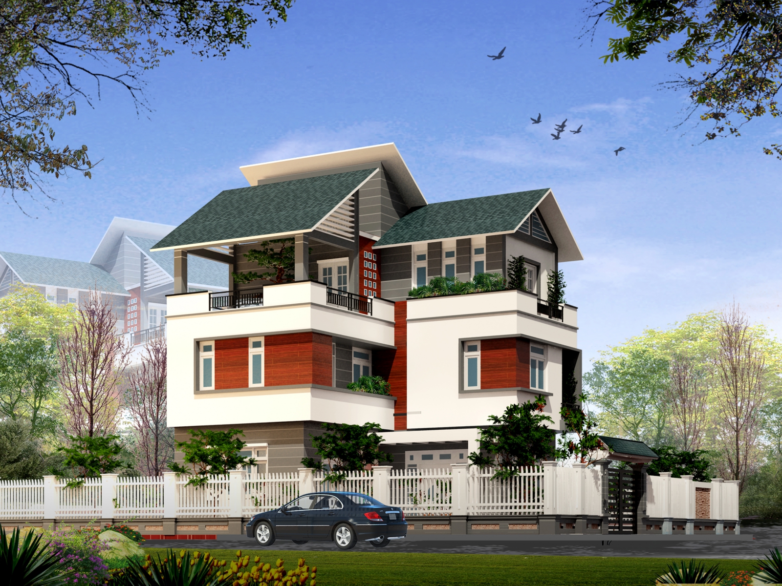 Nhà 2 tầng chữ L Nhà 2 tầng chữ L