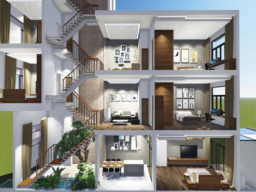 Nhà lệch tầng đẹp