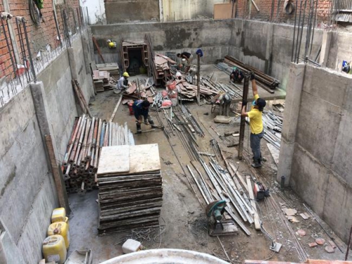 Thi công tầng hầm nhà phố
