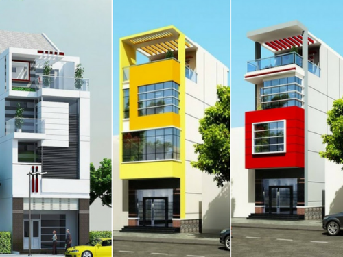 Thiết kế mặt tiền nhà ống 4 tầng